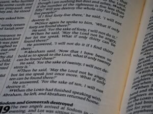 close up view of bible scripture page